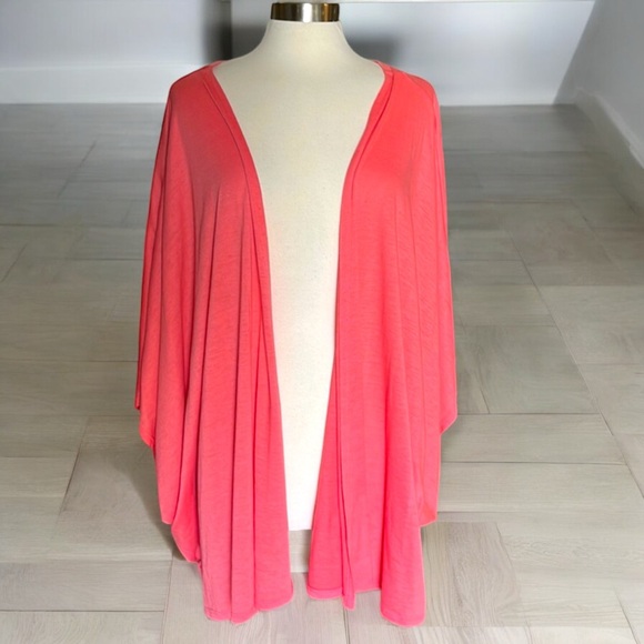 Avenue Coral Open Front Batwing Lightweight Cardigan - Picture 7 of 16